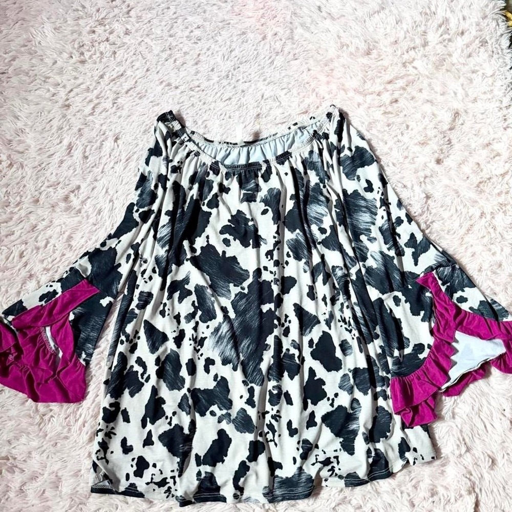 Western Off Shoulder Ruffled Flowy Southern Belle Trad Wife Top Womens 2X Cow